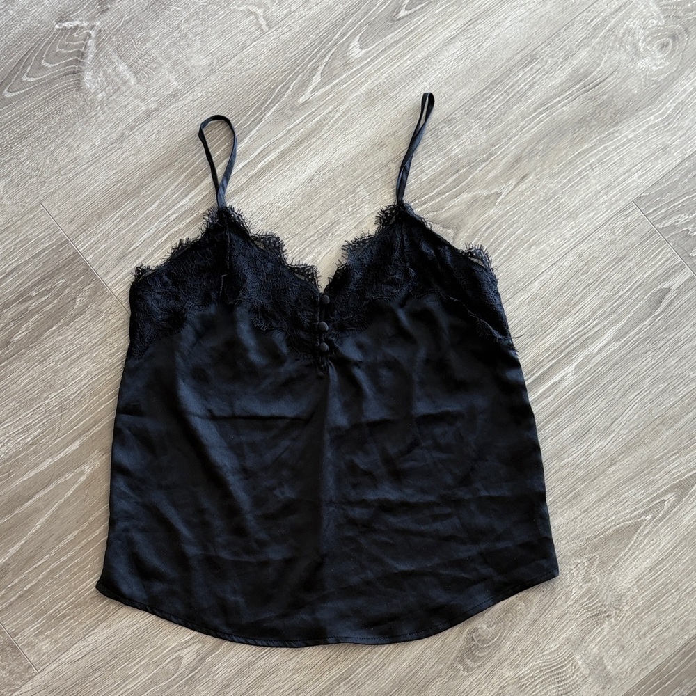 Abercrombie & Fitch Black Satin Camisole with Lace Detail